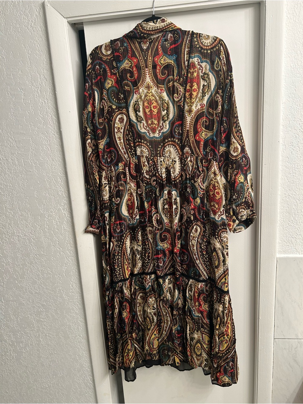 Zara Multi-Color Paisley Tiered Maxi Dress